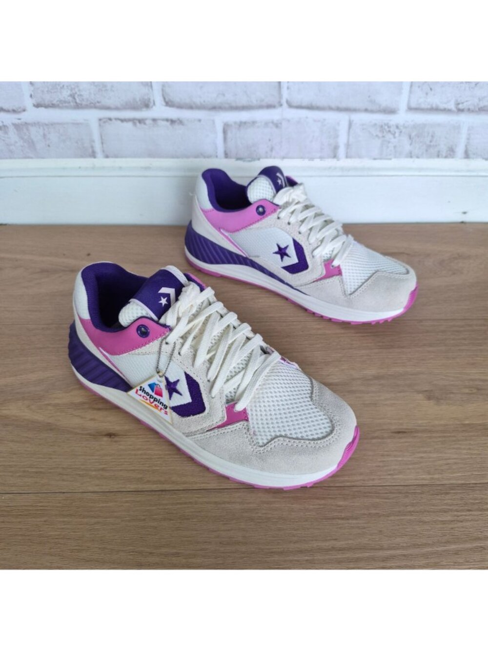 ⭐Converse Wave Trainer OX Vintage Low 9 Mens shoes Sneaker White Purple A13463C - Picture 2 of 10